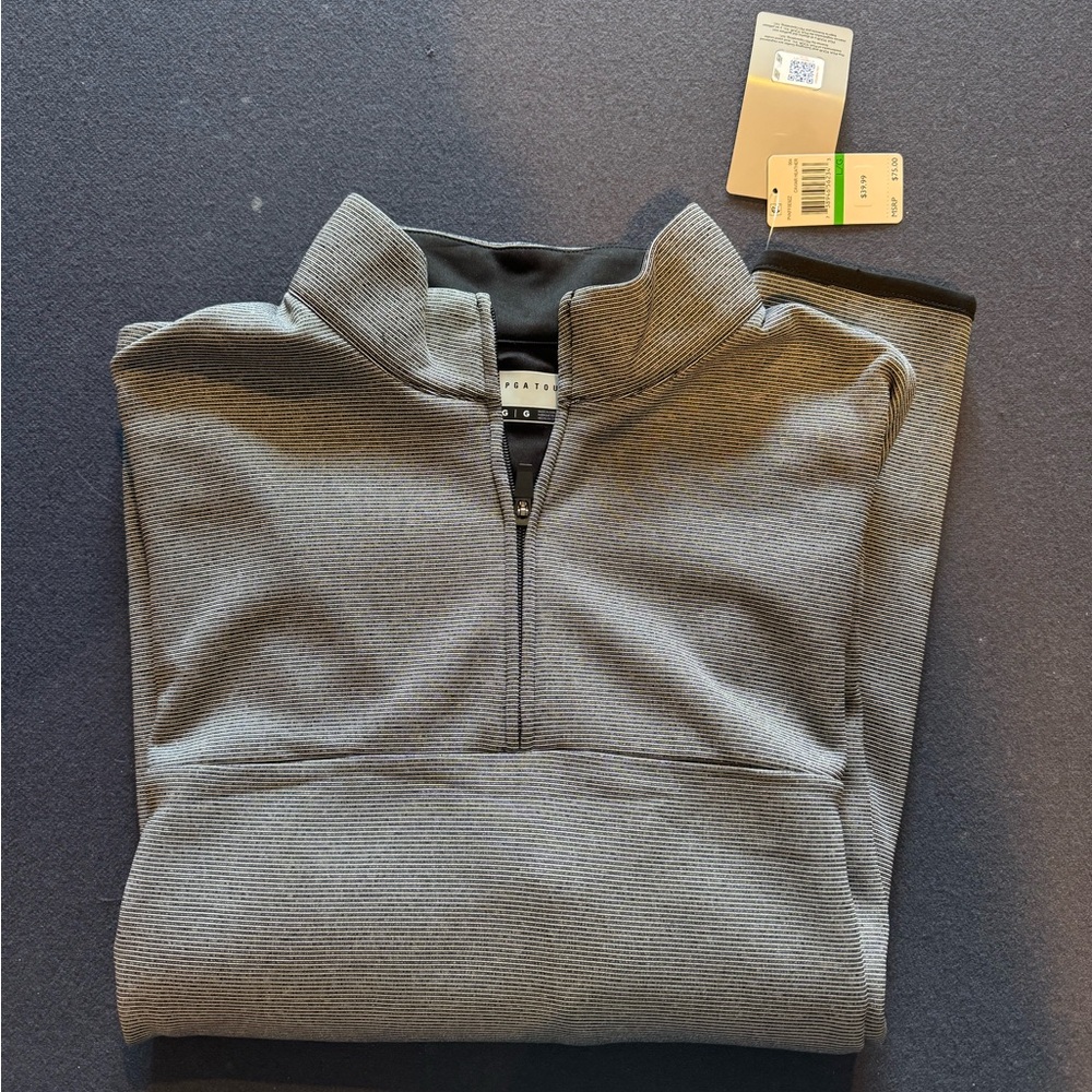 PGA Tour Black and Gray Half-Zip Pullover